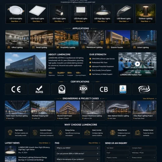 LED 灯具  照明出口。 网站定位为外贸 B2B 官网。